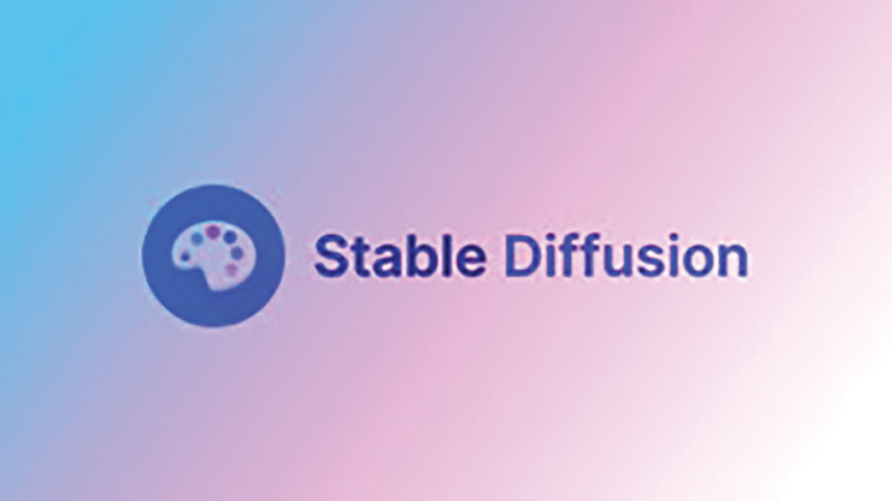 A colorful screen with the Stable Diffusion logo, a painting palette, on the left.